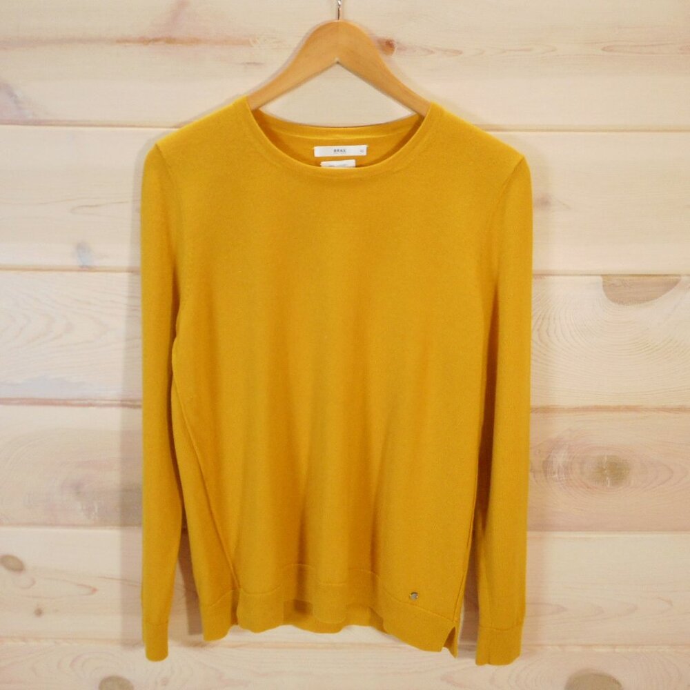 BRAX Women's 42 XL Sweater Goldenrod Round Neck Fine Knit Long Sleeve Pullover